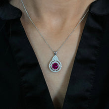 Load image into Gallery viewer, Silver Natural Enhanced Ruby Pendant with chain