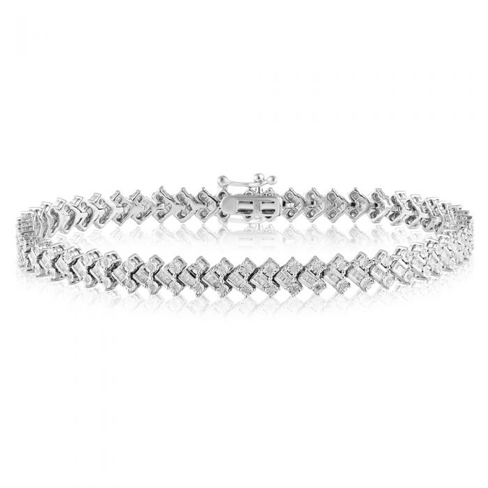 Silver 1 Carat Diamond 18cm Bracelet