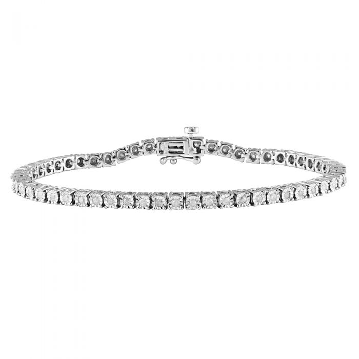 Silver 0.95 Carat Diamond Tennis Bracelet 18.5cm