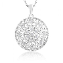 Load image into Gallery viewer, Silver 0.10 Carat Diamond Filigree Pendant