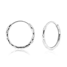 Load image into Gallery viewer, Sterling Silver 15mm Twist Hoop Sleeper Earrings