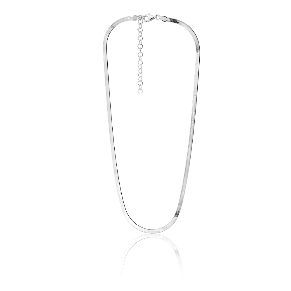 Sterling Silver 3mm Wide 45cm Flat Herringbone Necklet