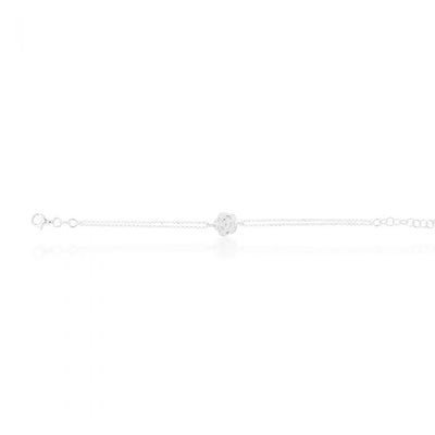 Sterling Silver 19cm Rose Flower Bracelet