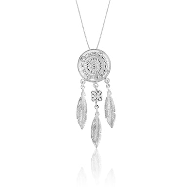 Sterling Silver 45cm Dream Catcher Necklet set with Swarovski Crystal