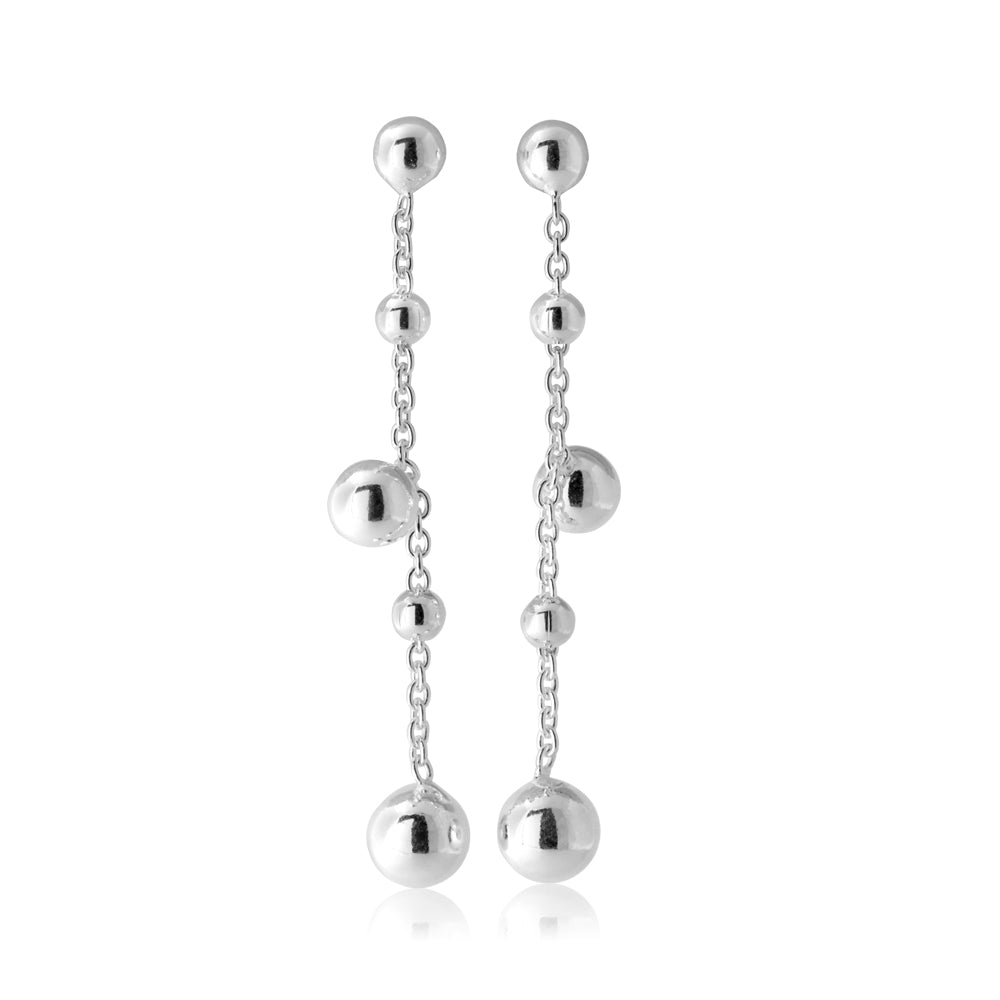Sterling Silver Multi Ball Drop Earrings