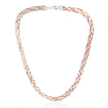 Load image into Gallery viewer, Sterling Silver and Rose Gold Plated 45cm Multi Strand Plait Necklace