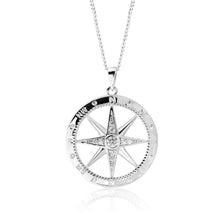 Load image into Gallery viewer, Sterling Silver Zirconia Compass Pendant