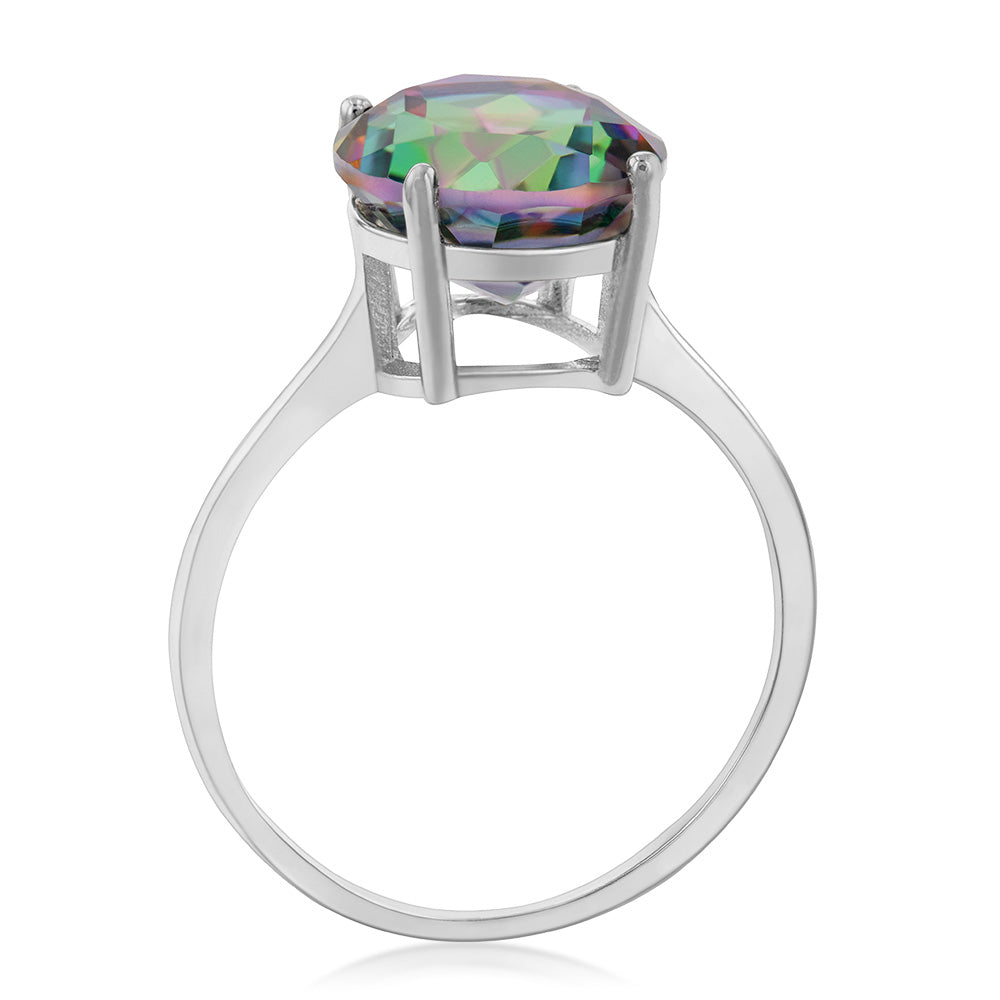 Sterling Silver 10x12mm Oval Mystic Topaz Ring