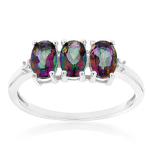 Load image into Gallery viewer, Sterling Silver Mystic Topaz Trilogy Ring