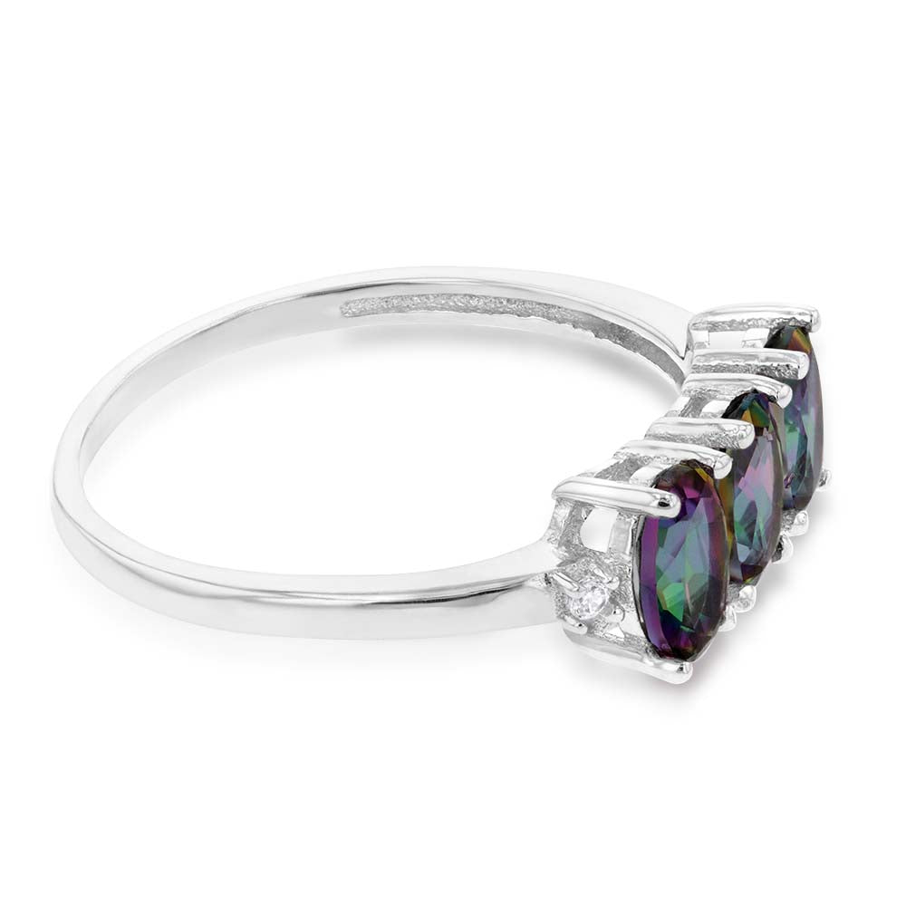 Sterling Silver Mystic Topaz Trilogy Ring