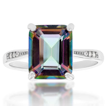 Load image into Gallery viewer, Sterling Silver Mystic Topaz Ring with Zirconia Accent