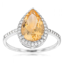 Load image into Gallery viewer, Sterling Silver Citrine and Zirconia Ring |  Sizes available:  L1/2, N1/2, P1/2