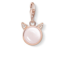 Load image into Gallery viewer, Rose Plated Sterling Silver Thomas Sabo Charm Club Rose Quartz Cat Ears