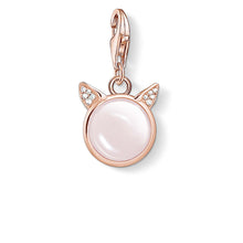 Load image into Gallery viewer, Rose Plated Sterling Silver Thomas Sabo Charm Club Rose Quartz Cat Ears