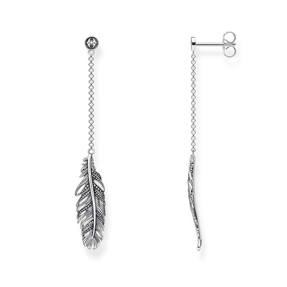 Sterling Silver Thomas Sabo Falcon Feather Drop Earrings