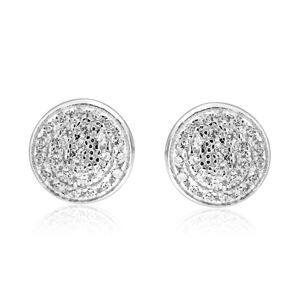 Sterling Silver Round Zirconia Stud Earrings