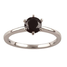 Load image into Gallery viewer, 1 Carat Black Diamond Solitaire Ring set in Sterling Silver