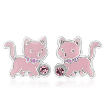 Load image into Gallery viewer, Sterling Silver Pink Kitty Studs