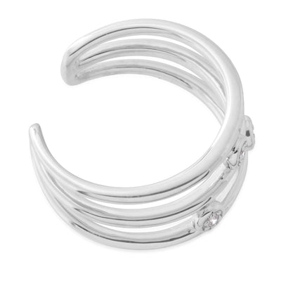 Sterling Silver Toe Ring Zirconia 3 Band