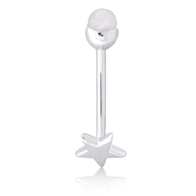 Sterling Silver Belly Bar Plain Star