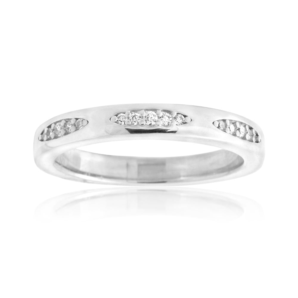 Sterling Silver Zirconia Claw Set Fancy Band