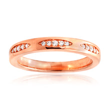 Load image into Gallery viewer, Sterling Silver Rose Plated Zirconia Claw Set Fancy Band