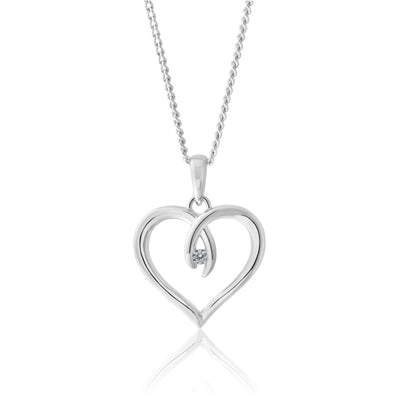 Sterling Silver Zirconia Fancy Heart Pendant