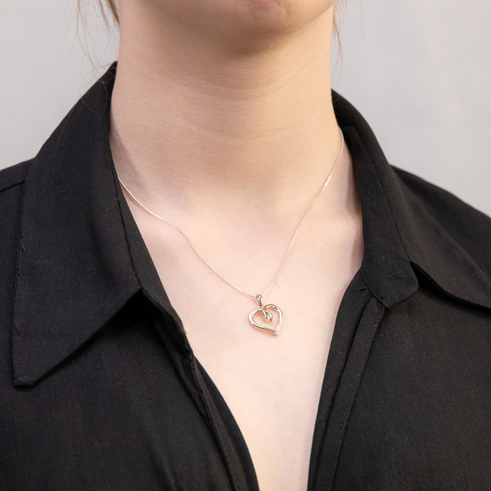 Sterling Silver Zirconia Fancy Heart Pendant