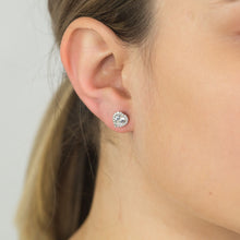 Load image into Gallery viewer, Sterling Silver 2 Set Round and Heart Zirconia Set Stud Earrings 7.5mm, 8.5x7.9mm