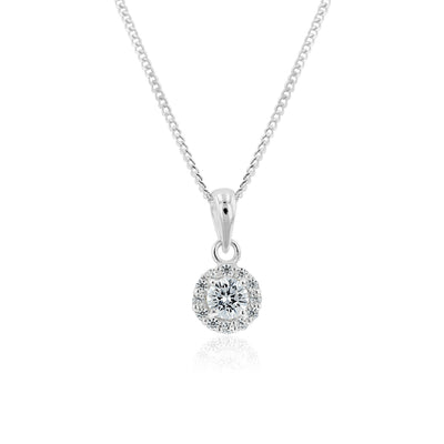 Sterling Silver Zirconia Round Pendant