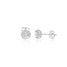 Load image into Gallery viewer, Sterling Silver Zirconia Round Stud Earrings