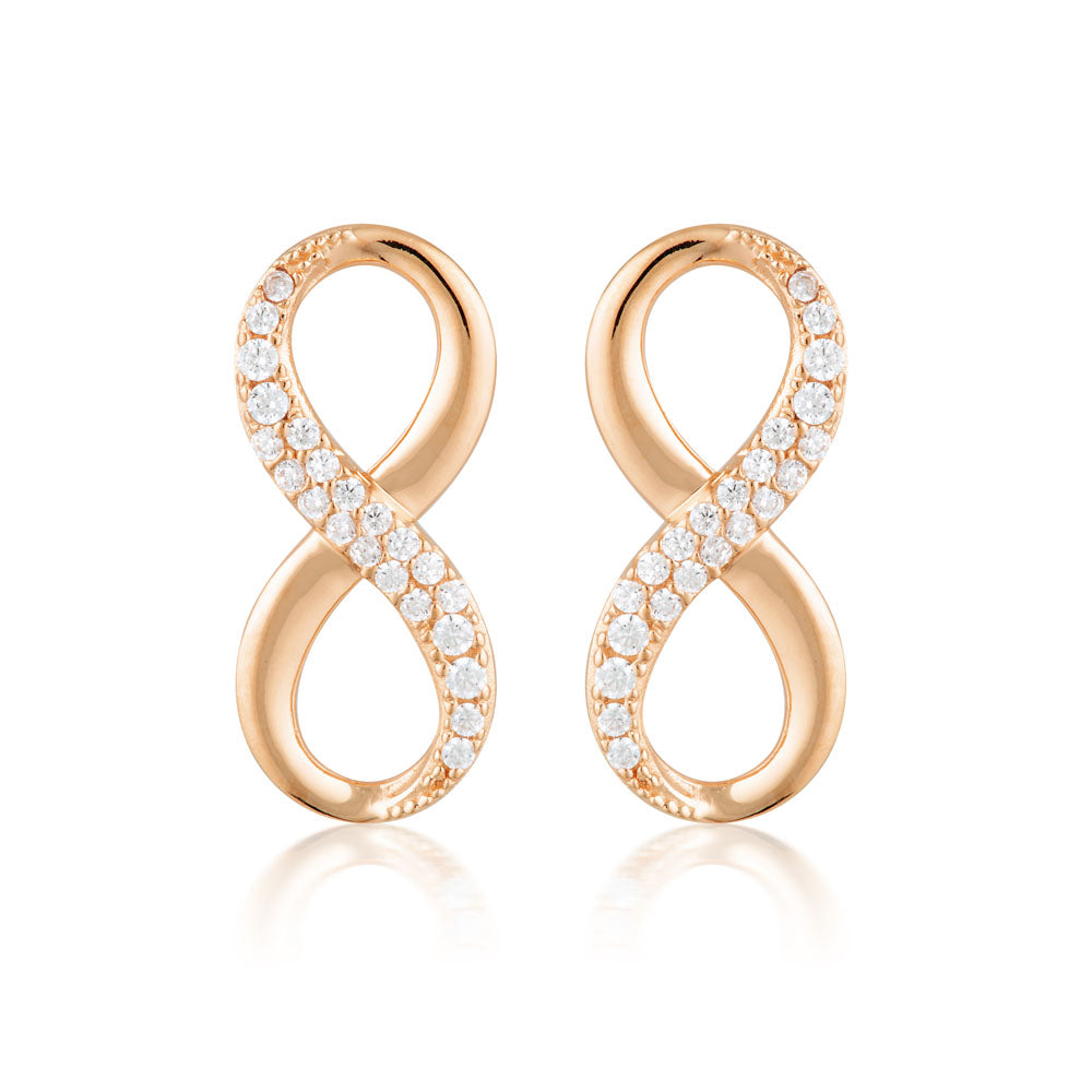 Georgini Rose Gold Plated Sterling Silver Zirconia Forever Infinity Earrings