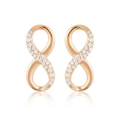 Georgini Rose Gold Plated Sterling Silver Zirconia Forever Infinity Earrings