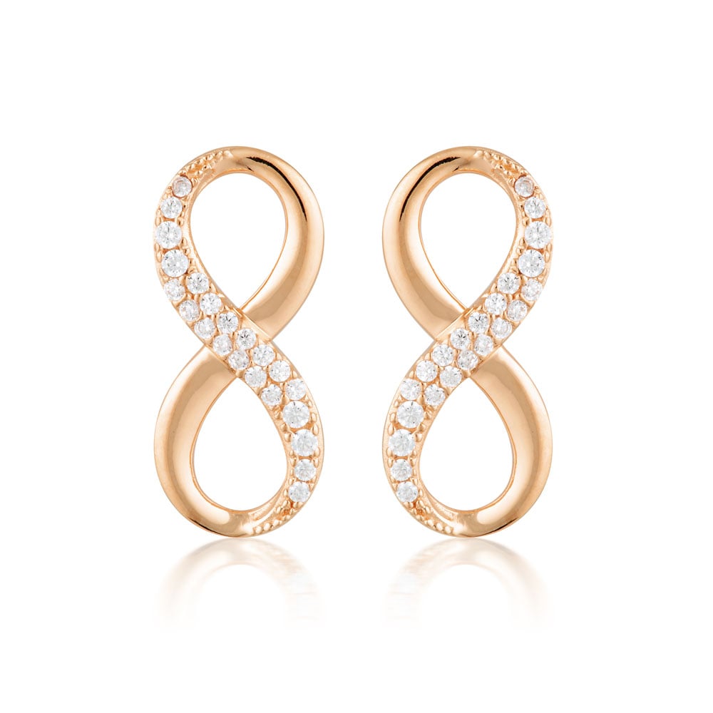 Georgini Rose Gold Plated Sterling Silver Zirconia Forever Infinity Earrings