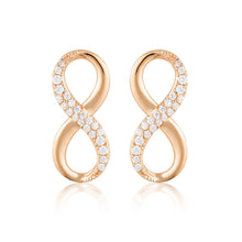 Load image into Gallery viewer, Georgini Rose Gold Plated Sterling Silver Zirconia Forever Infinity Earrings