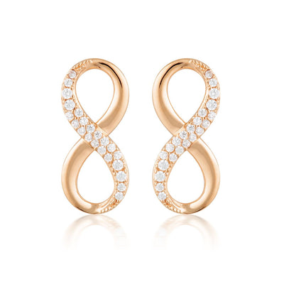 Georgini Rose Gold Plated Sterling Silver Zirconia Forever Infinity Earrings