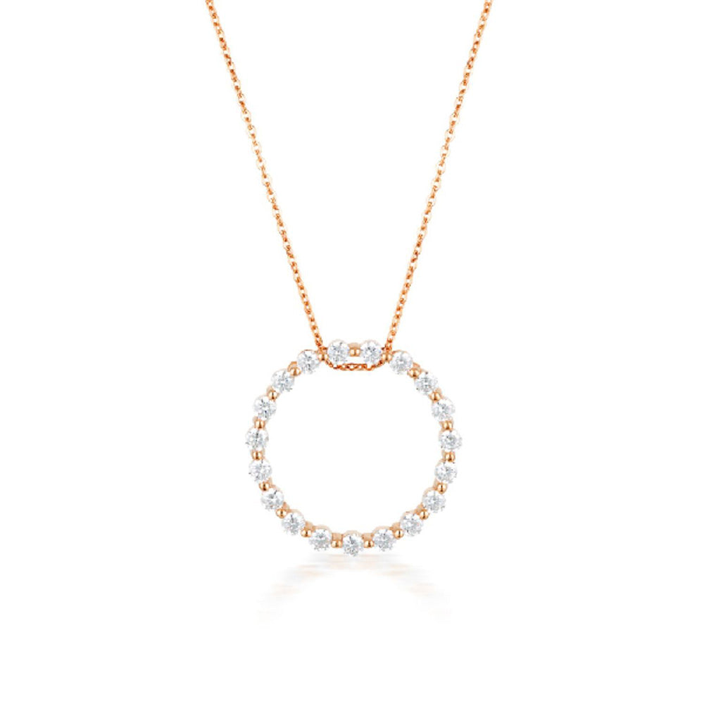 Georgini Rose Gold Plated Sterling Silver Zirconia Circle Of Life Pendant On Chain