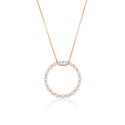Georgini Rose Gold Plated Sterling Silver Zirconia Circle Of Life Pendant On Chain