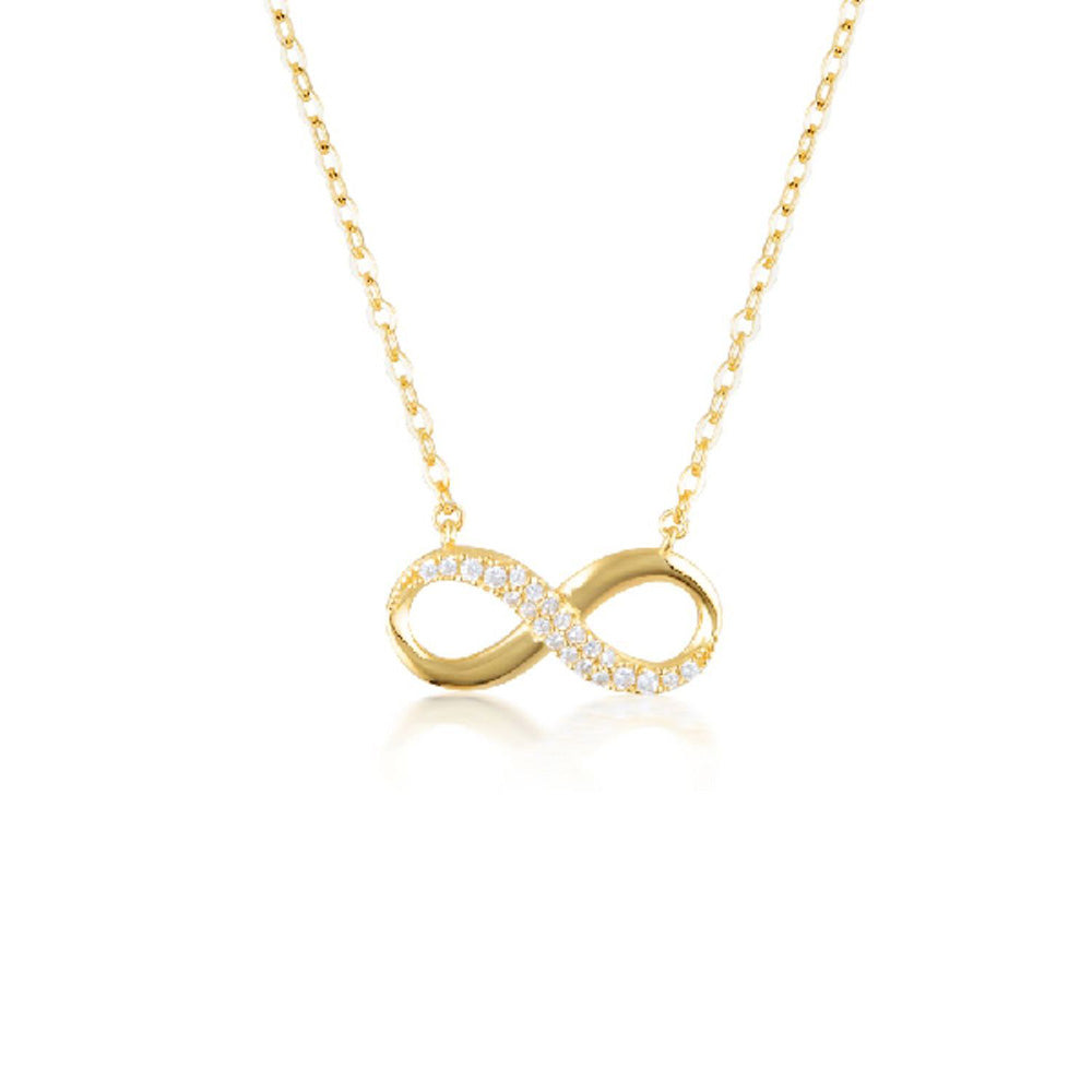 Georgini Gold Plated Sterling Slver Zirconia Forever Infinity Pendant On Chain