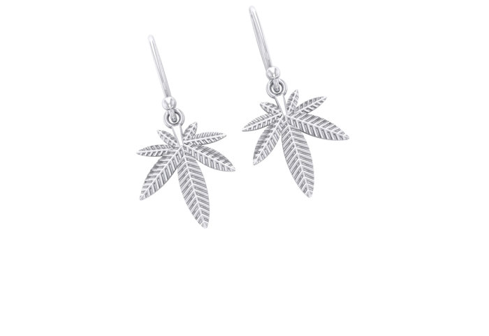 Sterling Silver Leaf Hook Drop Earrings