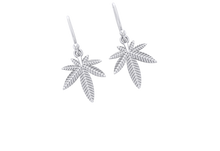 Load image into Gallery viewer, Sterling Silver Leaf Hook Drop Earrings