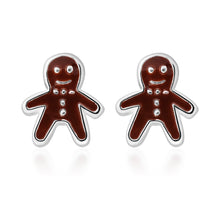 Load image into Gallery viewer, Sterling Silver Christmas Gingerbread Man Studs