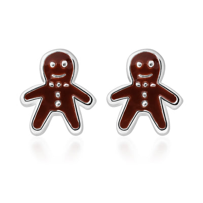Sterling Silver Christmas Gingerbread Man Studs
