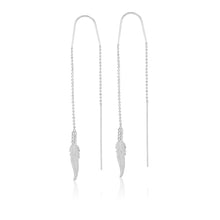 Load image into Gallery viewer, Sterling Silver Feather Threader Earrings
