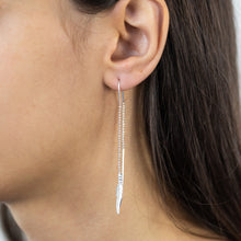 Load image into Gallery viewer, Sterling Silver Feather Threader Earrings