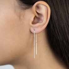 Load image into Gallery viewer, Sterling Silver Bar Drop Threader Earrings