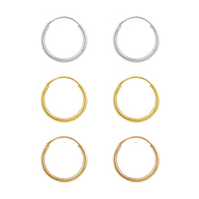 Load image into Gallery viewer, Sterling Silver Gold and Rose Plated Set of 3 12mm Sleeper Earrings