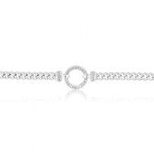 Load image into Gallery viewer, Sterling Silver 45cm Zirconia Fancy Boltring Curb Chain