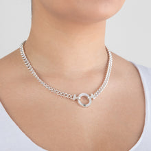 Load image into Gallery viewer, Sterling Silver 45cm Zirconia Fancy Boltring Curb Chain