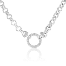 Load image into Gallery viewer, Sterling Silver 45cm Zirconia Fancy Boltring Belcher Chain